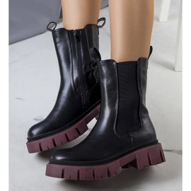 Evento Černé kozačky s fialovou podrážkou Kaydence černá 1 Evento Černé kozačky s fialovou podrážkou Kaydence černá 1