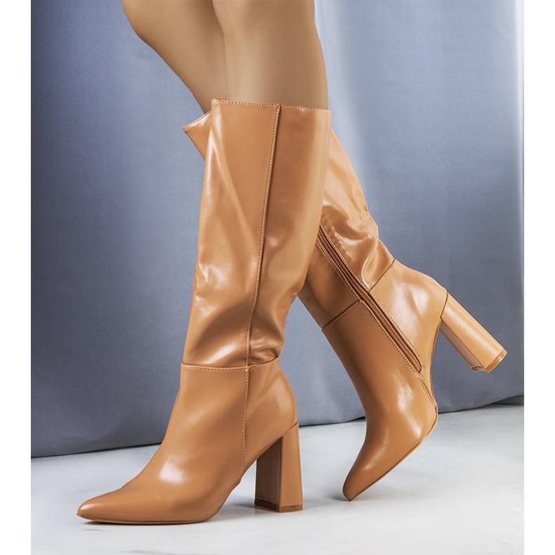 Béžové kozačky na sloupku Adair béžový 1