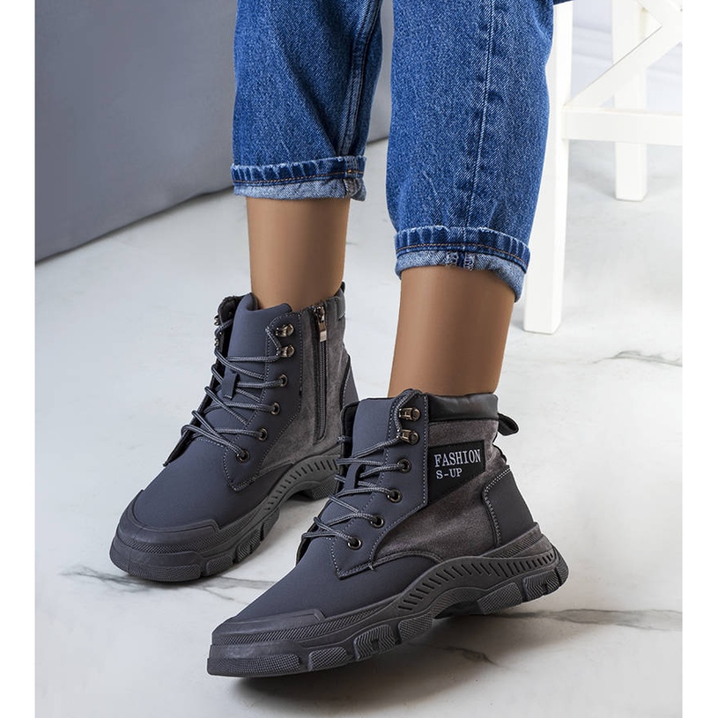 BM Šedé zateplené boty Fordla šedá 1