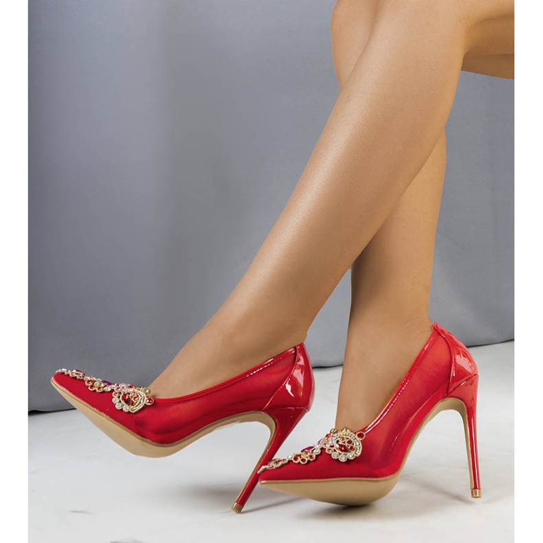 Červené podpatky s kubickou zirkonií Osiri červený 1