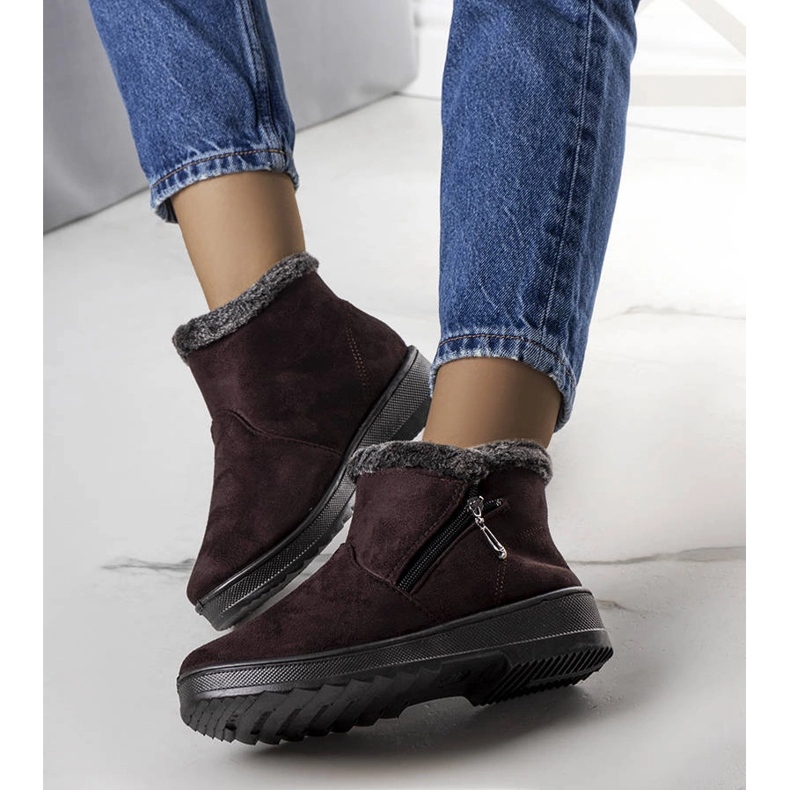 Wren hnědé sněhule s kožešinou hnědý 1