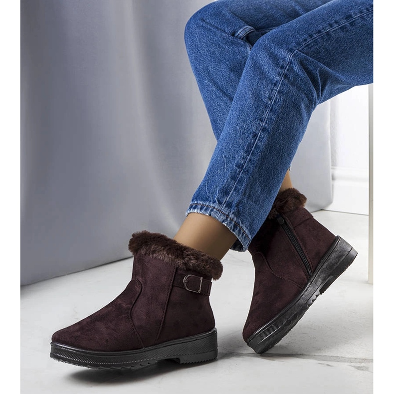 Julius hnědé, zateplené sněhule s kožíškem hnědý 1