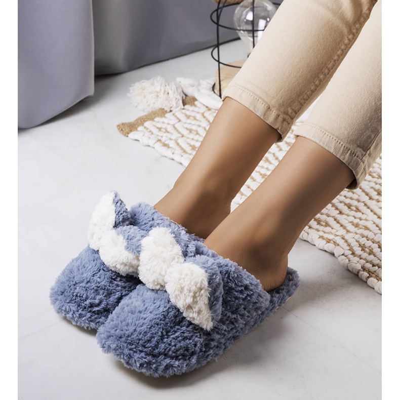 PA1 Králičí modré měkké pantofle modrý 1