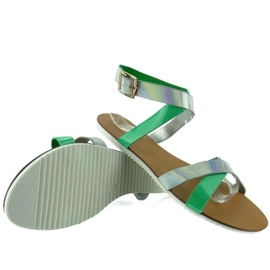 Sandály s holografickým pruhem X7961 Green zelený 2