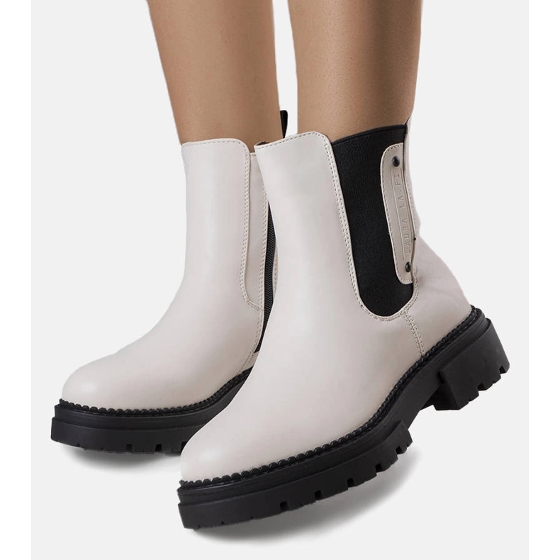 Krémové zateplené kozačky od Caron béžový 1