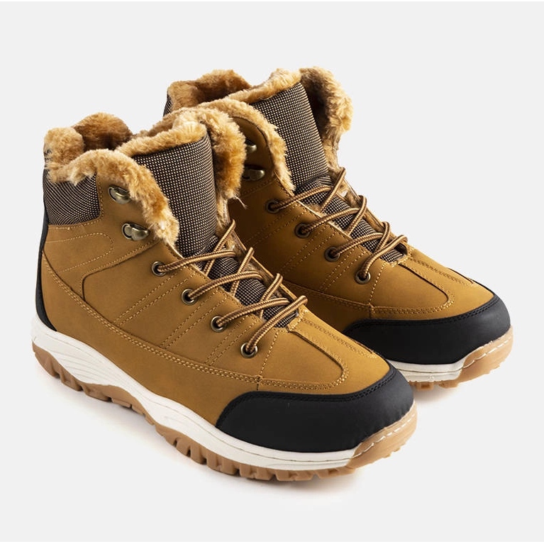 Fialově hnědé zateplené kozačky hnědý 1