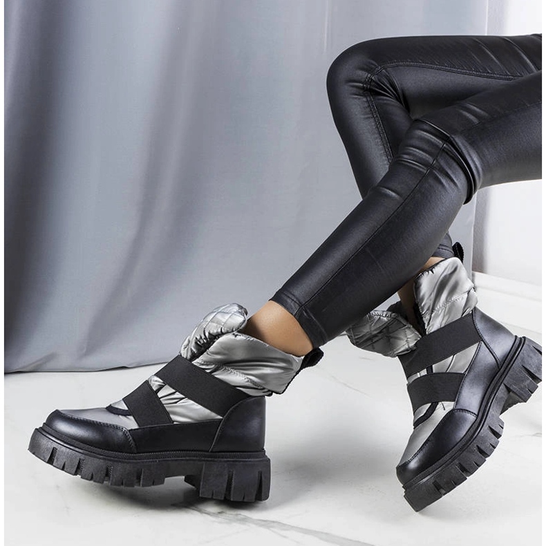 Šedé zateplené nazouváky do sněhu od Francisco černá 1