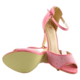 Otevřené lodičky na špendlíku F3053 Pink růžový 2