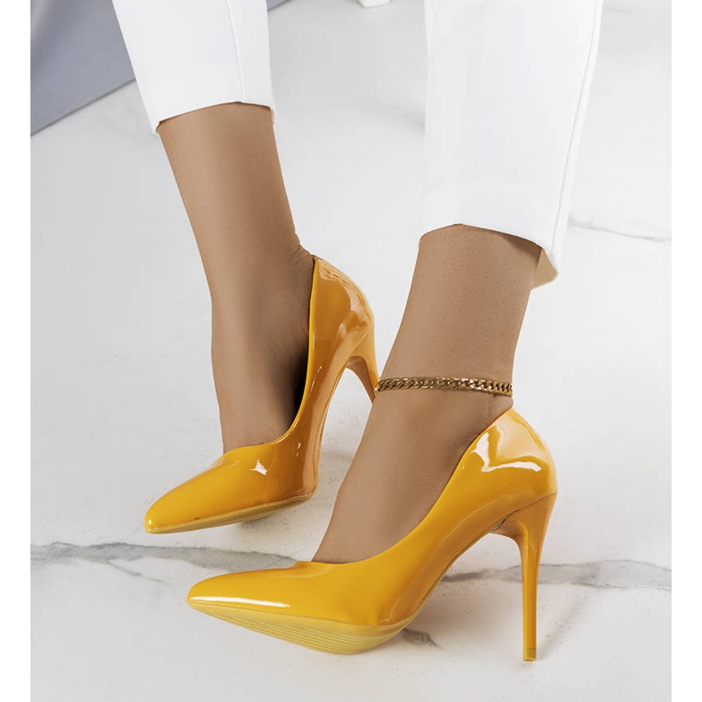 BM Oranžové lakované podpatky Tiffany oranžový 1