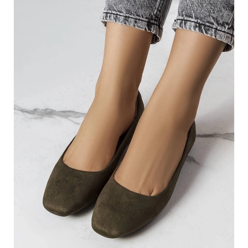 Zelené balerínky Jules z ekologického semiše zelená 1