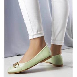 Zelené balerínky se zlatým zdobením Iris zelená 1 Zelené balerínky se zlatým zdobením Iris zelená 1