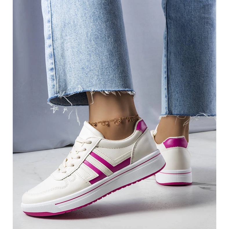 Krémové tenisky s růžovými vsadkami od Olympie béžový 1