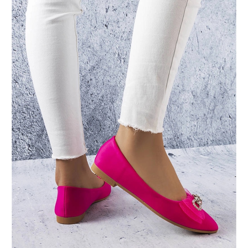 Růžové balerínky s mašlí a kamínky od LaGarde růžový 1