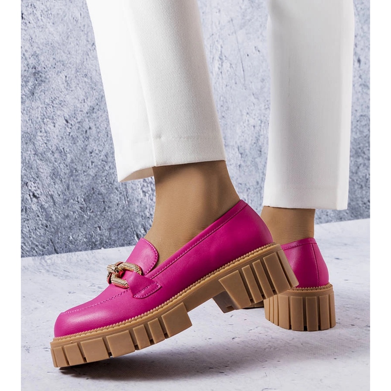 Růžové kalhoty se zlatým zdobením od Adriney růžový 1