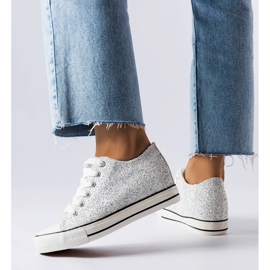 Stříbrné nízké tenisky na klínku od Garceau stříbrný 1