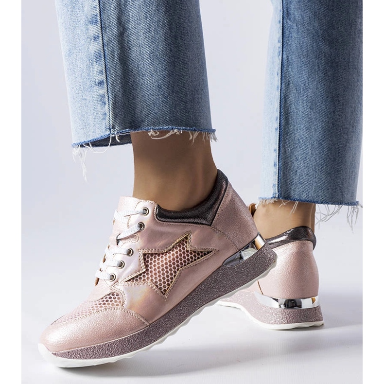 Angelier růžové lesklé tenisky růžový 1