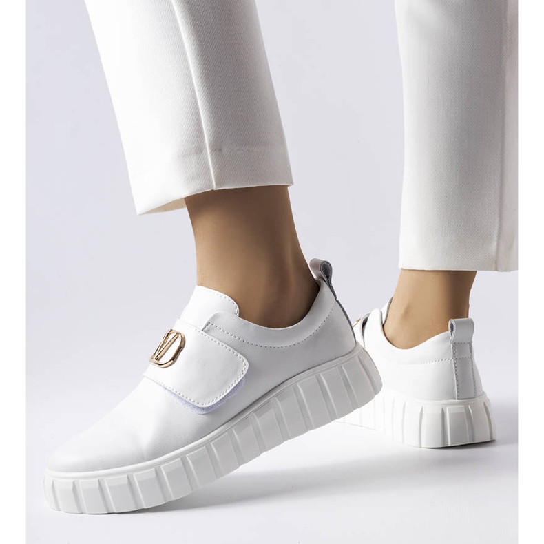 Bílé tenisky Vinceza na suchý zip bílý 1