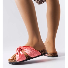 Růžové pantofle zdobené látkou Fresne růžový 1