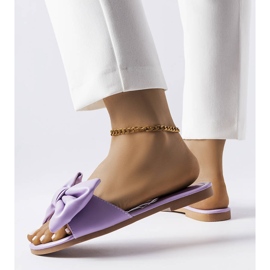 Fialové elegantní pantofle s mašlí od Garnier fialový 1