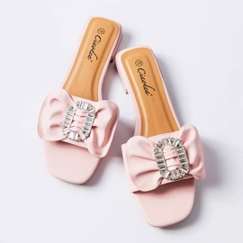 Růžové elegantní pantofle s kamínky od Fifi růžový 2