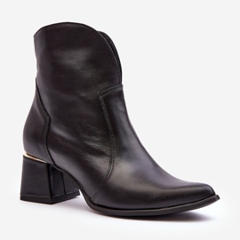 Lewski Shoes Dámské kožené kovbojské boty na vysokém podpatku černé Lewski 3166/B/2 černá 1