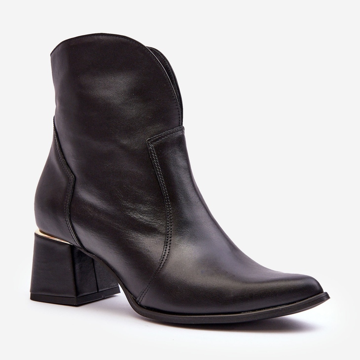 Lewski Shoes Dámské kožené kovbojské boty na vysokém podpatku černé Lewski 3166/B/2 černý 1