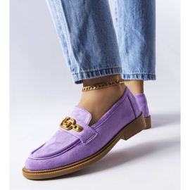 Fialové elegantní mokasíny se zdobením Ouellet fialová 1