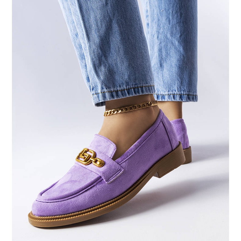 Fialové elegantní mokasíny se zdobením Ouellet fialová 1