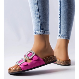 Růžové sklíčka zdobené kamínky Racine růžový 1