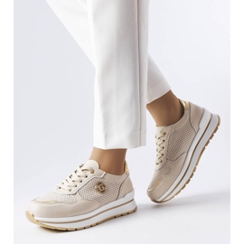 Béžové prolamované kožené boty od Talbot béžový 2