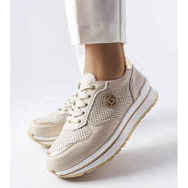 Béžové prolamované kožené boty od Talbot béžový 1