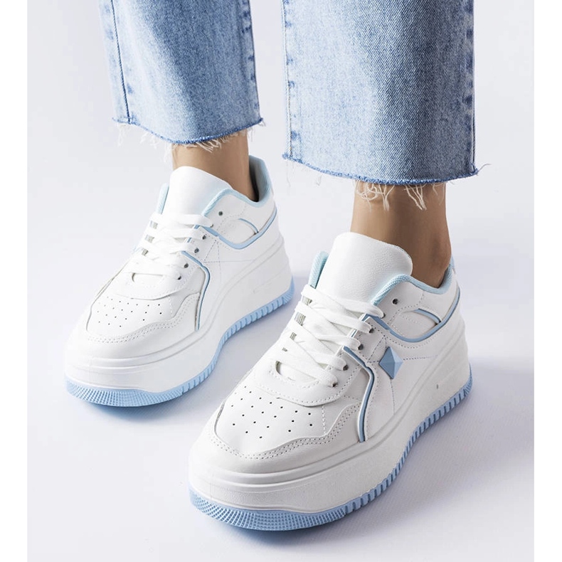 Bílé a modré tenisky na platformě Lepage bílý 1