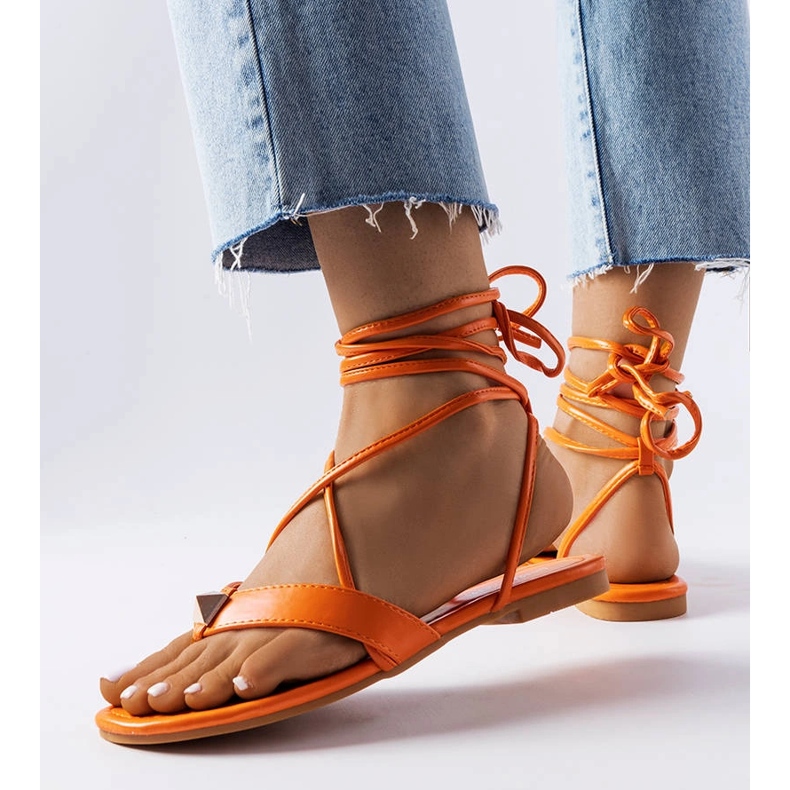 Oranžové šněrovací sandály značky Marleau oranžový 1 Oranžové šněrovací sandály značky Marleau oranžový 1