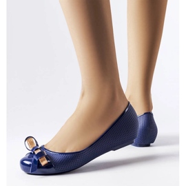 Námořnické modré baleríny zdobené mašlí Harlingen modrý 1