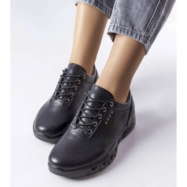 Černé prolamované kožené kalhoty od Brodeur černá 1