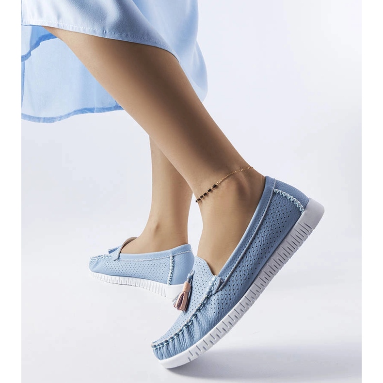 Modré kožené mokasíny Maryville modrý 1