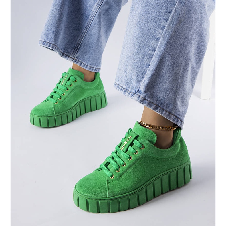 Zelené semišové boty Karino zelený 1