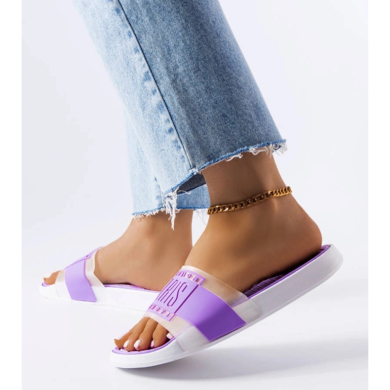 Fialové gumové pantofle z Paříže fialový 1