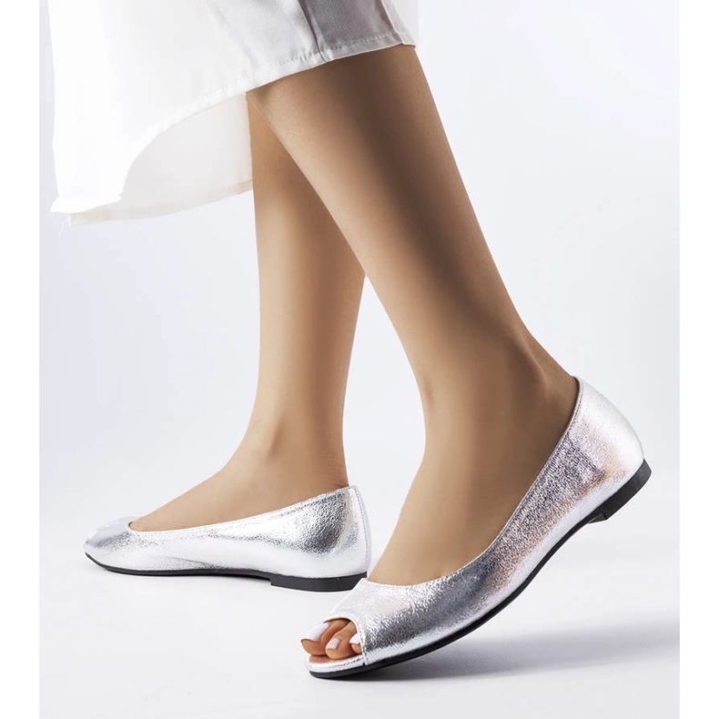 Stříbrné metalické baleríny z Trieux stříbrný 1 Stříbrné metalické baleríny z Trieux stříbrný 1