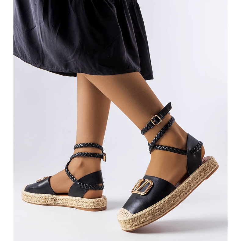 Rodičovské černé šněrovací espadrilky černý 1