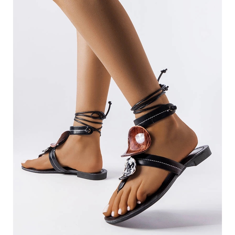 Černé ozdobné sandály Moines černý 1