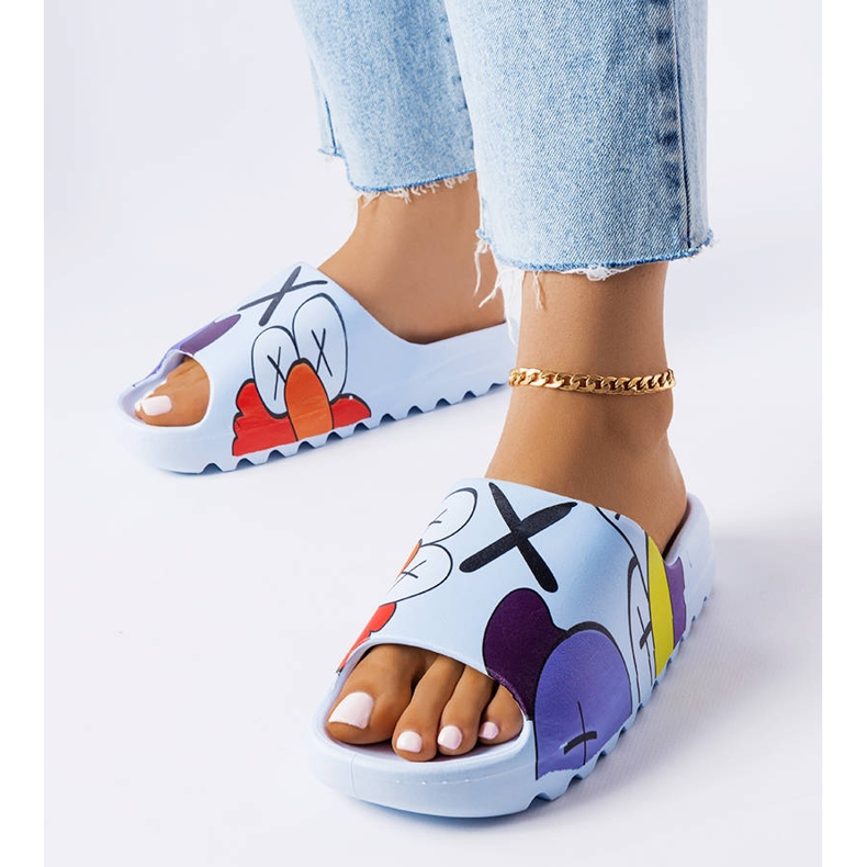 BM Modré žabky s potiskem modrý 1