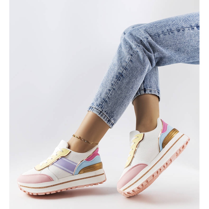 Růžové tenisky se třpytivými vsadkami od Lang růžový 1