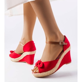 Červené klínové espadrilky od Fayme červený 1