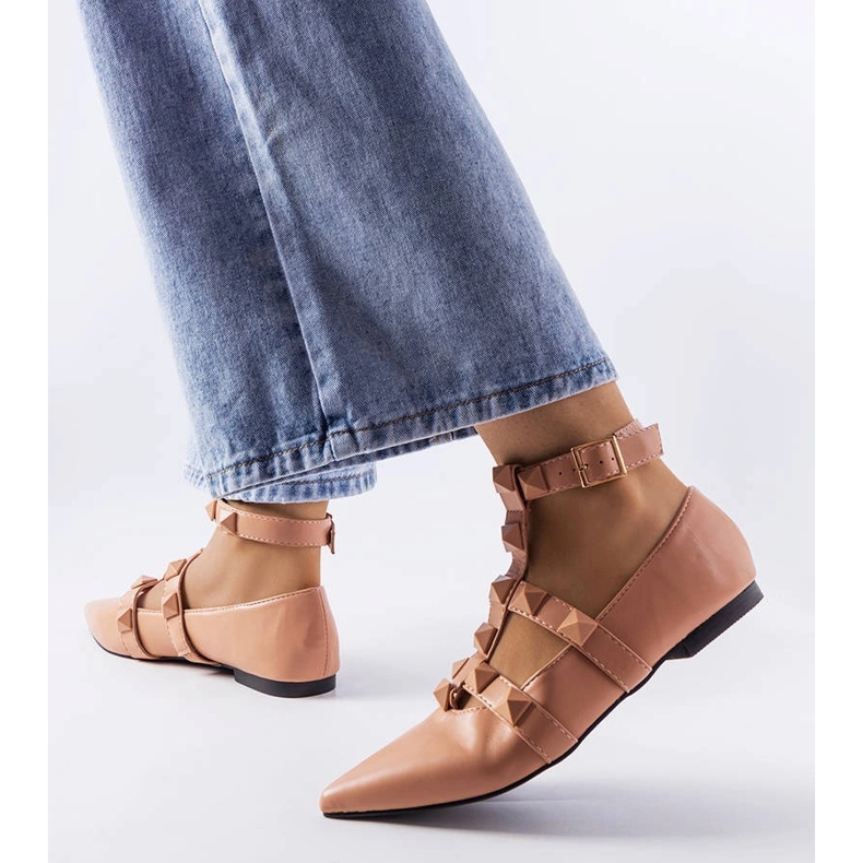 Béžové baleríny s efektním zapínáním Blur béžový 1