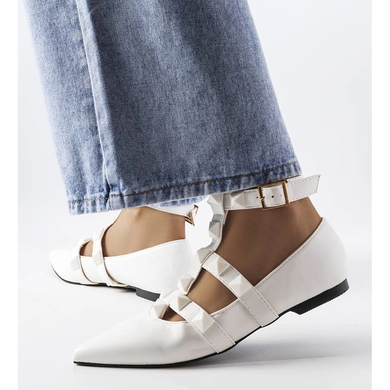 Bílé baleríny s efektním zapínáním Blur bílý 1