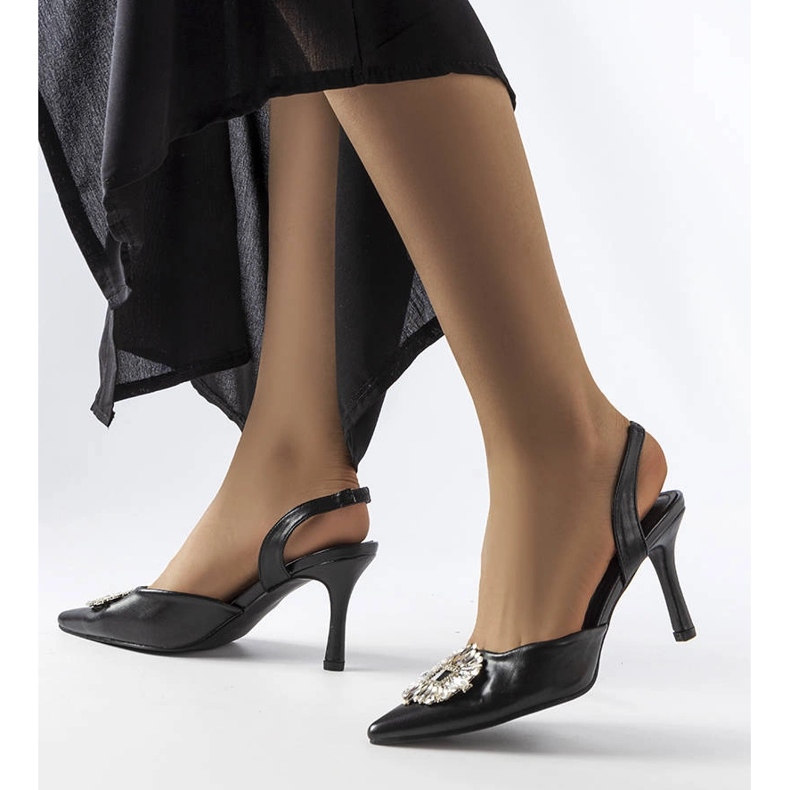 Černé lodičky Moïse s kamínky černý 1