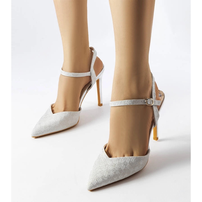 Gallia stříbrné lesklé podpatky stříbrný 1