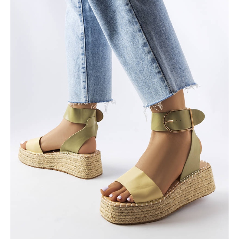 Platformové espadrilky na divoké vodě v zelené barvě zelený 1