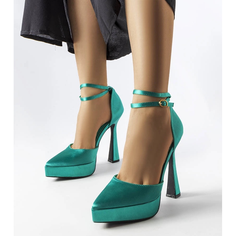 Zelené lodičky na vysokém podpatku Dallas zelená 1